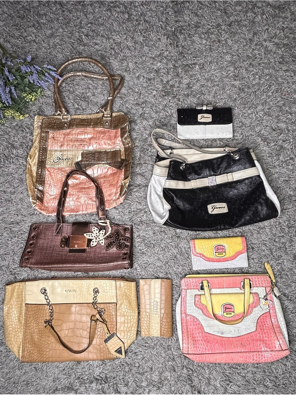 VTG y2k Guess Black and White Shoulder Bag BUNDLE - w/ extra surprise Guess tote